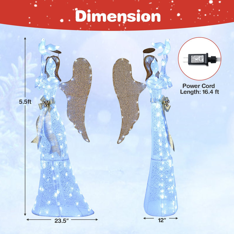 3D Lighted Angel Christmas Decoration 5.5 FT Halo Angel