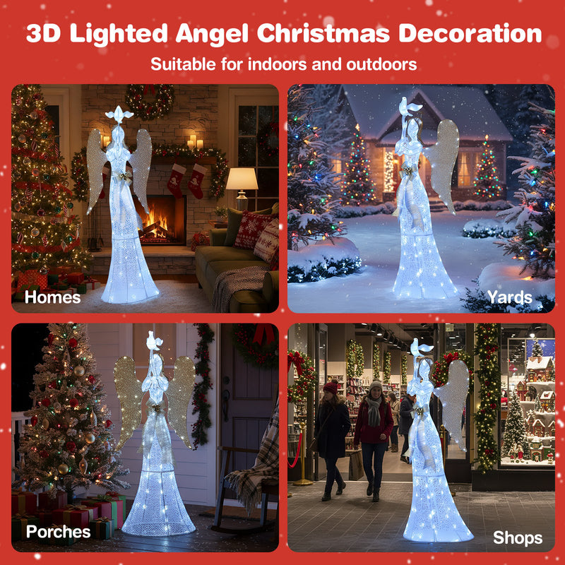 3D Lighted Angel Christmas Decoration 5.5 FT Halo Angel