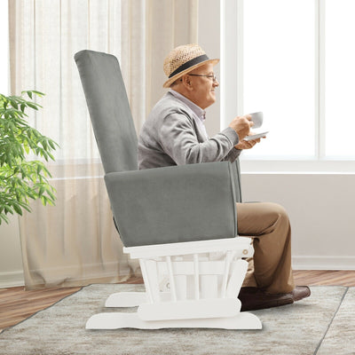 Baby Nursery Relax Rocker Rocking Chair Glider & Ottoman Set-Gray