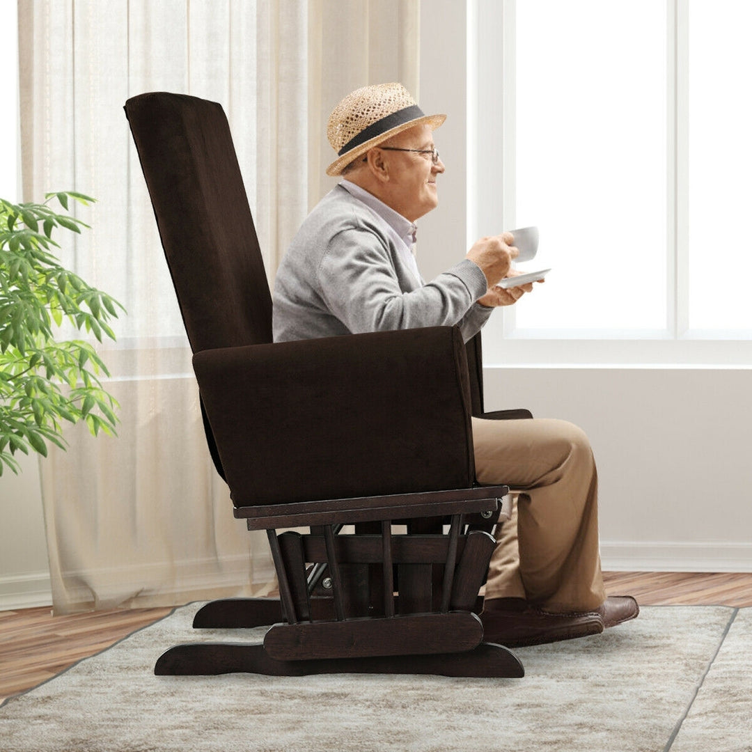 Baby Nursery Relax Rocker Rocking Chair Glider Ottoman Set-Coffee