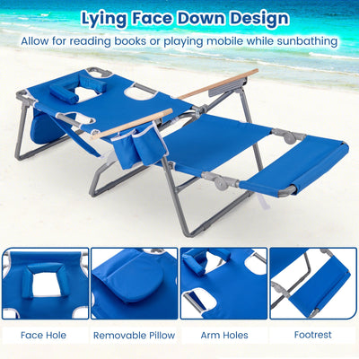 3-IN-1 Foldable Beach Chair with Footrest and Adjustable Backrest-Navy