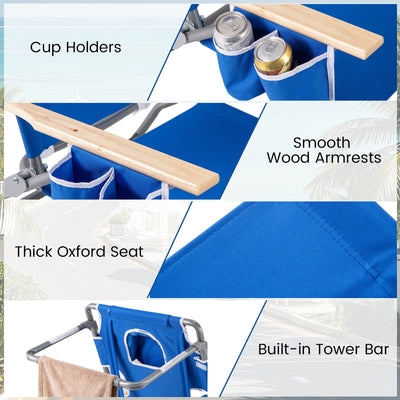 3-IN-1 Foldable Beach Chair with Footrest and Adjustable Backrest-Navy