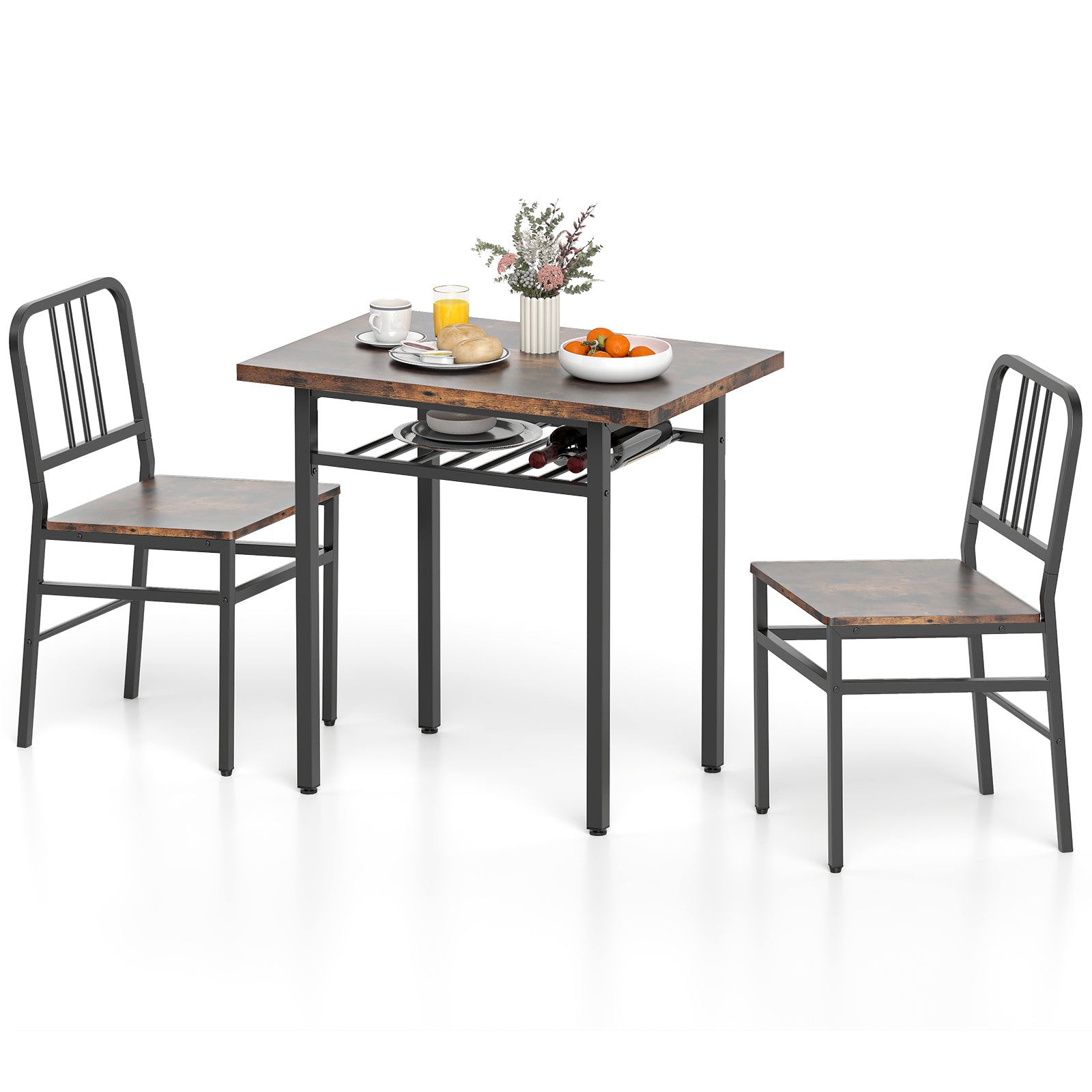 3-Piece Dining Table Set with Rectangular Kitchen Table and 2 Chairs-R