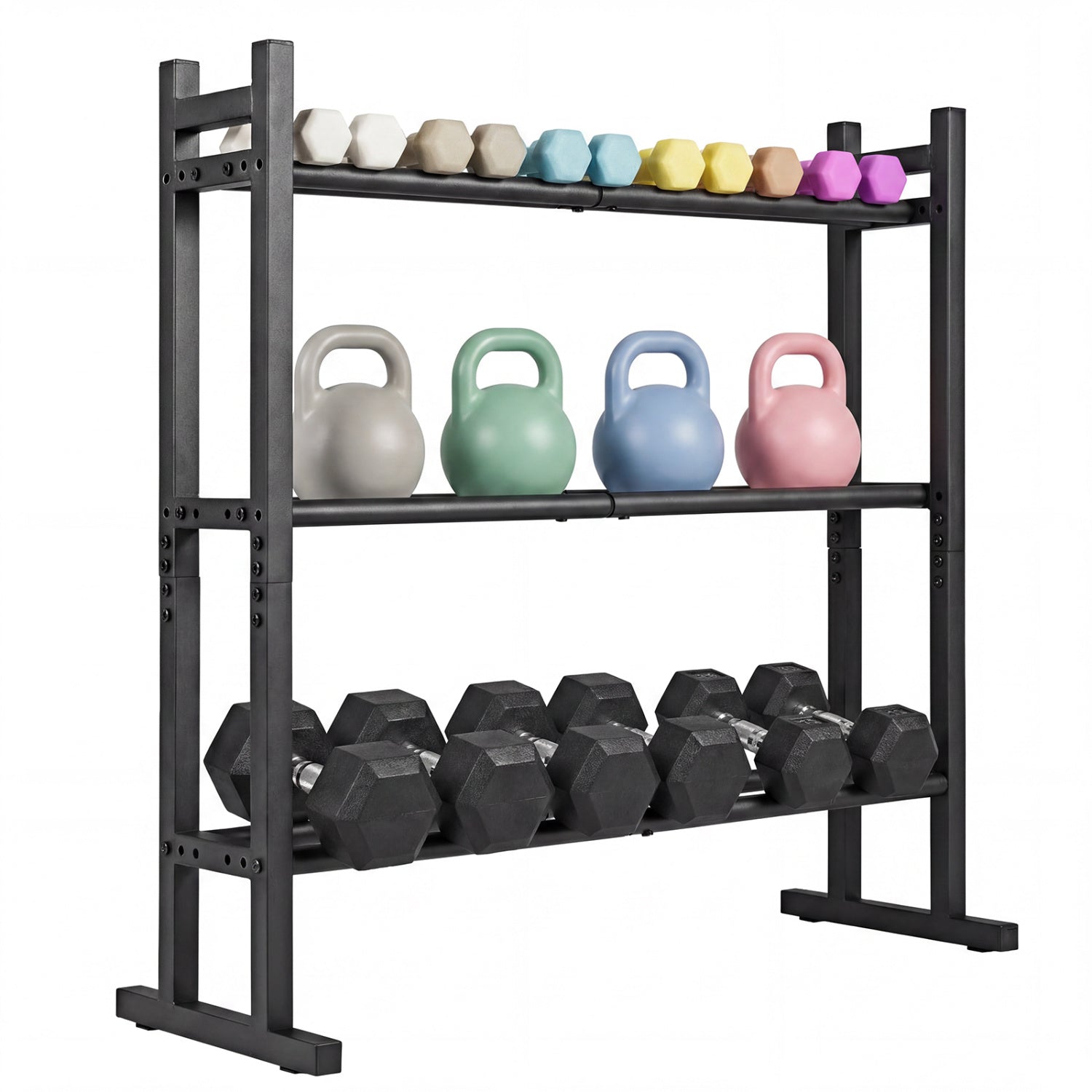 3-Tier Dumbbell Rack 529LB Capacity Heavy-Duty Adjustable Weight Rack