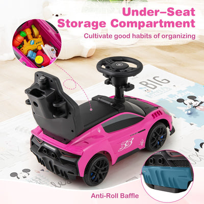 3-in-1 Ride on Push Car Maserati Licensed Sliding Car with Music-Pink