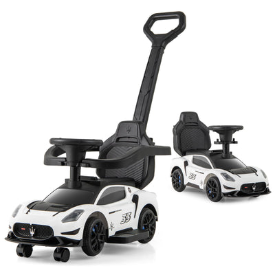 3-in-1 Ride on Push Car Maserati Licensed Sliding Car with Music-White