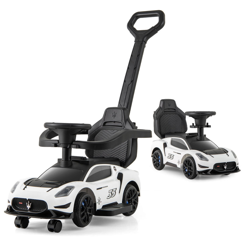 3-in-1 Ride on Push Car Maserati Licensed Sliding Car with Music-White