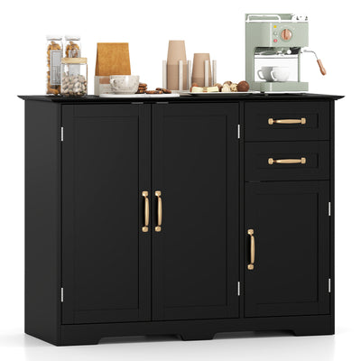 40 Inch Modern Kitchen Sideboard Buffet Cabinet with 2 Drawers and Adjustable Shelf-Black