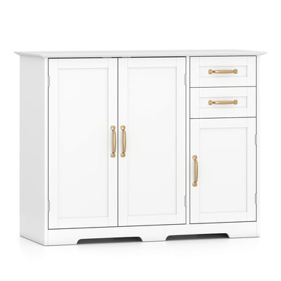 40 Inch Modern Kitchen Sideboard Buffet Cabinet with 2 Drawers and Adjustable Shelf-White