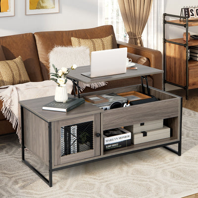 42 Inch Lift Top Coffee Table with Storage and Hidden Compartment-Gray