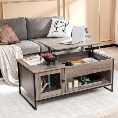 42 Inch Lift Top Coffee Table with Storage and Hidden Compartment-Gray