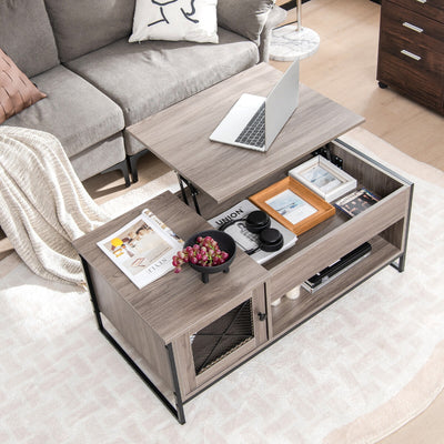 42 Inch Lift Top Coffee Table with Storage and Hidden Compartment-Gray