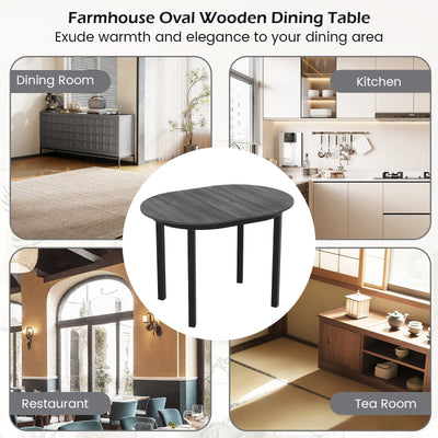 43 Inch Wooden Dining Table with Rubber Wood Legs for 2-4 People-Black