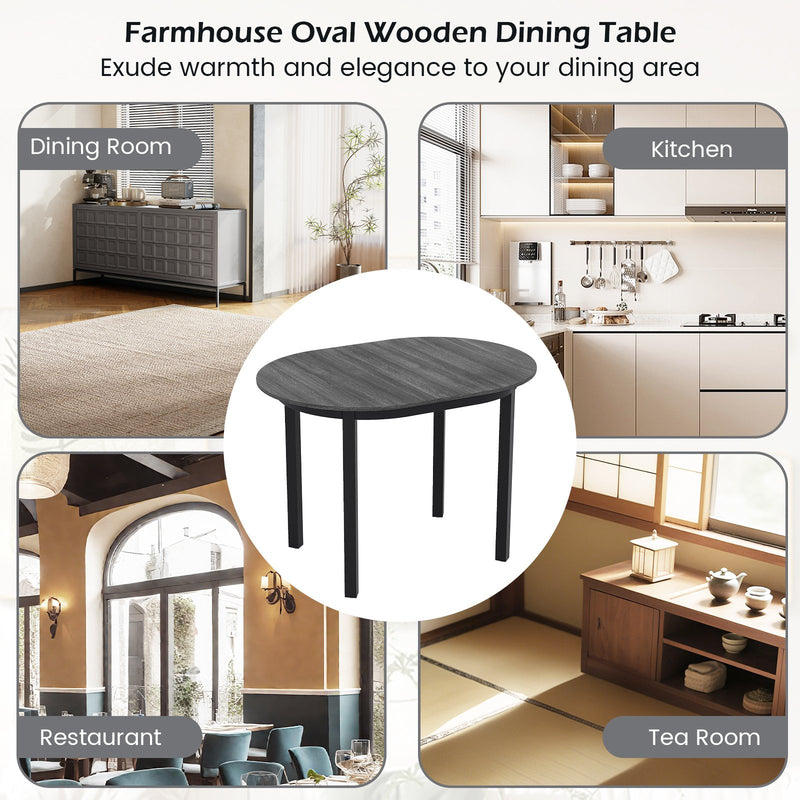 43 Inch Wooden Dining Table with Rubber Wood Legs for 2-4 People-Black
