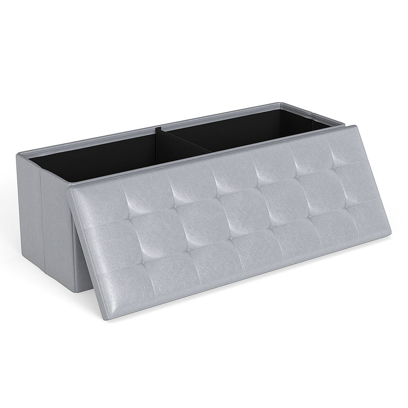 43 Inches Folding Storage Ottoman Bench Foot Rest Stool End of Bed Bench-Gray