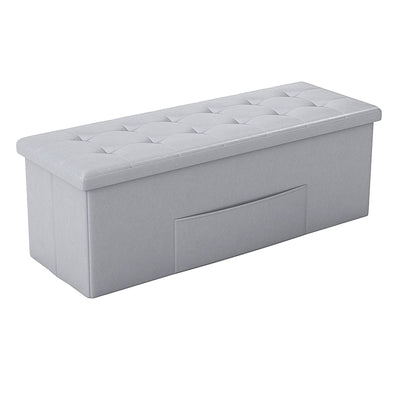 43 Inches Folding Storage Ottoman Bench Foot Rest Stool End of Bed Bench-Gray