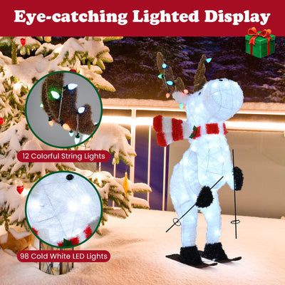 44" Animated Christmas Reindeer Pre-lit Skiing Deer Decoration