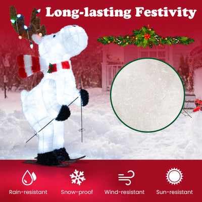 44" Animated Christmas Reindeer Pre-lit Skiing Deer Decoration