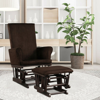 Baby Nursery Relax Rocker Rocking Chair Glider & Ottoman Set-Coffee