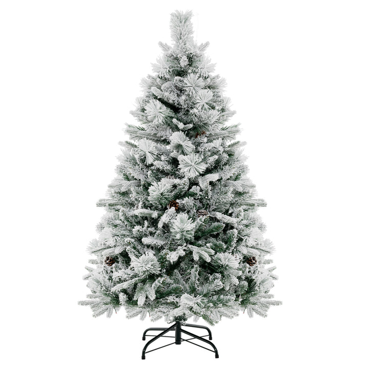 4.5/6/7 Feet Artificial Xmas Tree with Pine Needles and LED Lights-4.5 ft