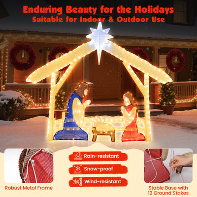 4 Ft Lighted Nativity Scene Pre-lit Christmas Holy Family Set