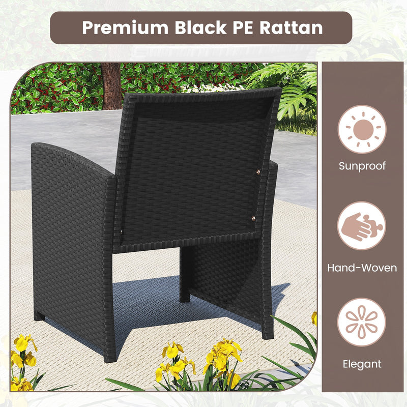 4 Pieces Patio Furniture Set with Tempered Glass Tabletop and Removable Cushion-White