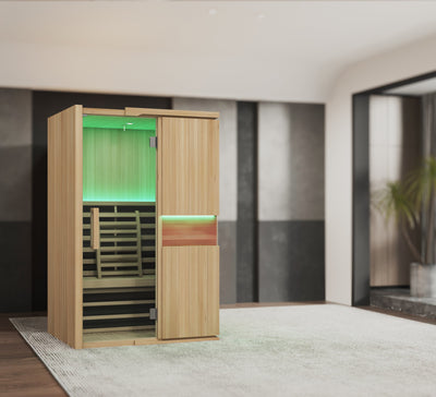 PREORDER - Blisspod, Milano, Full Spectrum Sauna Canadian Hemlock Ultra Low EMF, 6 Far Infrared & Red Glass Heater & Chromotherapy, 2 Person