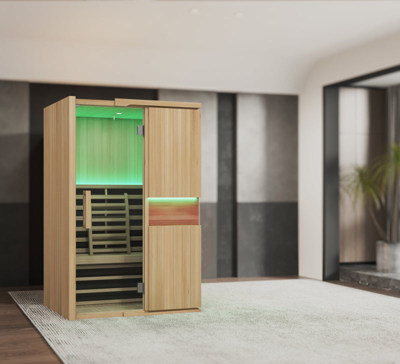 PREORDER - Blisspod, Milano, Full Spectrum Sauna Canadian Hemlock Ultra Low EMF, 6 Far Infrared & Red Glass Heater & Chromotherapy, 2 Person