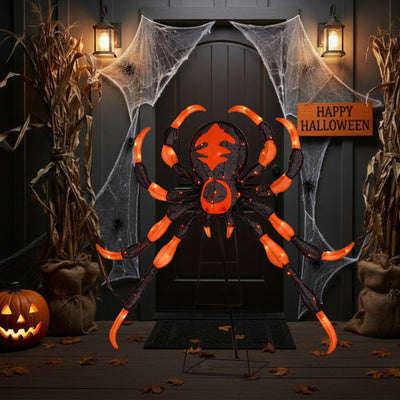52 Inch Halloween Spider Decoration with 16 Flickering Warm White LEDs