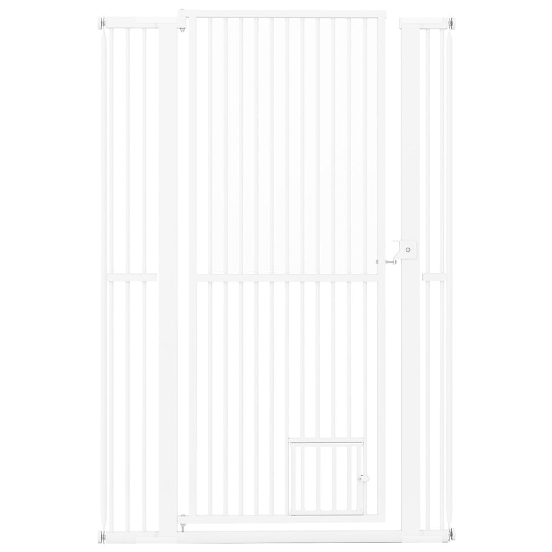 59” Extra Tall Pet Gate Heavy-Duty Metal Cat Gate with Wide Opening-White