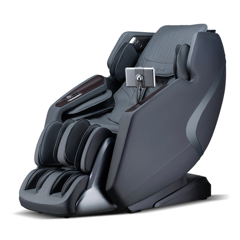 Mega Sale-Costway-4D SL-Track Full Body Massage Chair w/ Zero-Gravity Design, Heated Shawl, Neck & Back & Feet Heater, Calf & Foot Rollers,Magic Calf Rollers, Voice Control, Yoga Stretching, Smart Body Scanning, Touch Screen, Blue-tooth Speaker