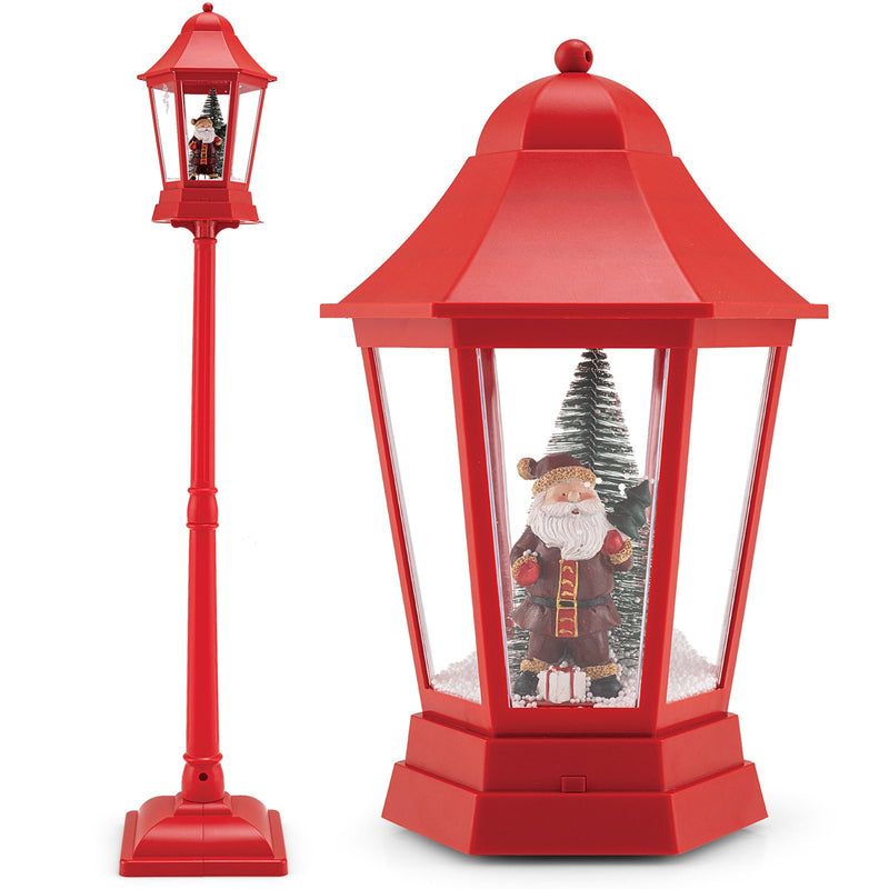 5.3 Feet Musical Christmas Street Lamp with 60 Warm White LED Lights-Red