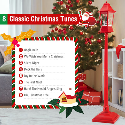 5.3 Feet Musical Christmas Street Lamp with Blowing Snow and LED Lights-Red