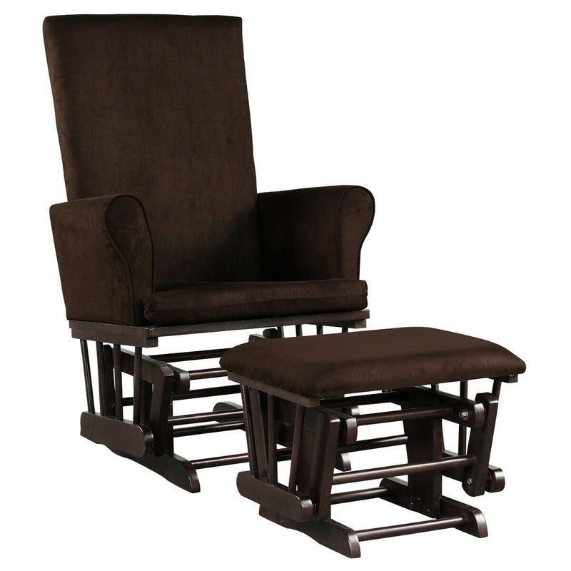 Baby Nursery Relax Rocker Rocking Chair Glider & Ottoman Set-Coffee