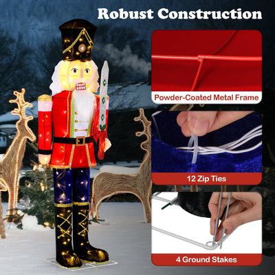 5 FT Lighted Nutcracker Soldier Outdoor Christmas Decoration with Glitter Sword