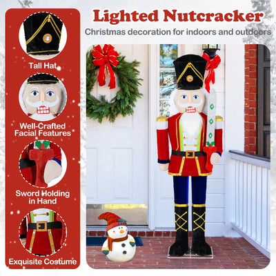 5 FT Lighted Nutcracker Soldier Outdoor Christmas Decoration with Glitter Sword