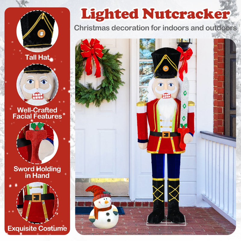 5 FT Lighted Nutcracker Soldier Outdoor Christmas Decoration with Glitter Sword