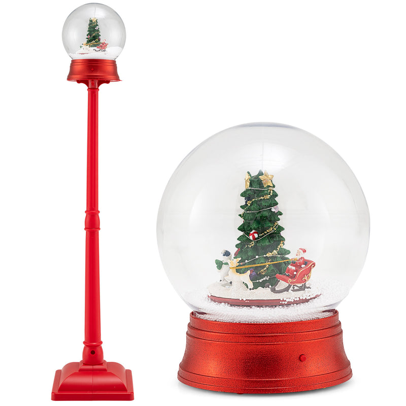 5 Ft Musical Christmas Street Lamp with 8 Tunes and Blowing Snow-Red
