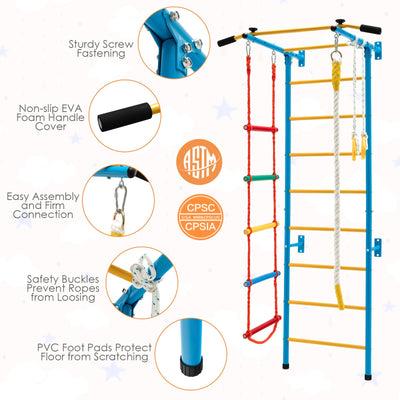 5 In 1 Childrens Indoor Gym Playground Swedish Wall Ladder for Solid Wall