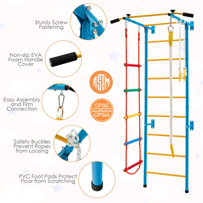 5 In 1 Childrens Indoor Gym Playground Swedish Wall Ladder for Solid Wall