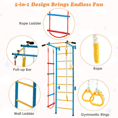 5 In 1 Childrens Indoor Gym Playground Swedish Wall Ladder for Solid Wall
