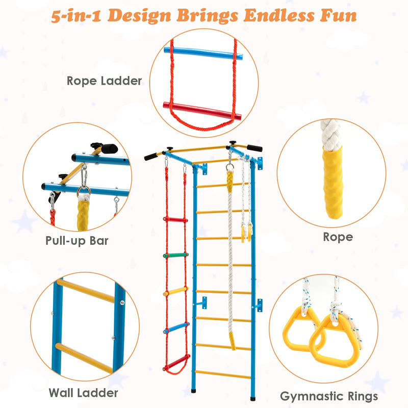 5 In 1 Childrens Indoor Gym Playground Swedish Wall Ladder for Solid Wall