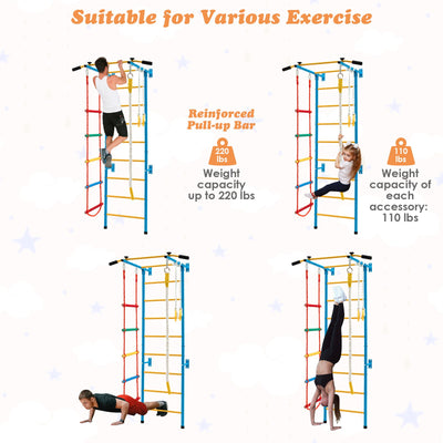 5 In 1 Childrens Indoor Gym Playground Swedish Wall Ladder for Solid Wall