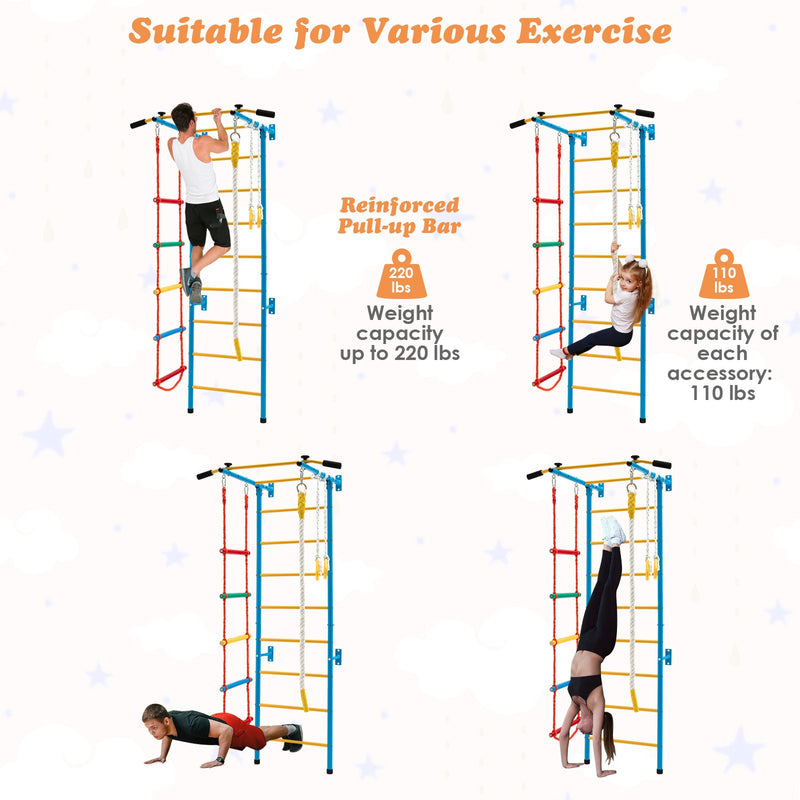 5 In 1 Childrens Indoor Gym Playground Swedish Wall Ladder for Solid Wall
