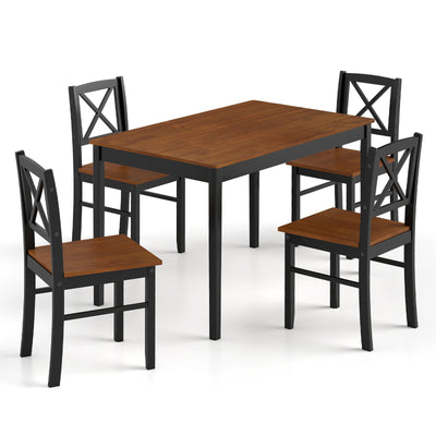 5 Piece Dining Table Set with Rectangular Kitchen Table and 4 Chairs for 4 People-Coffee
