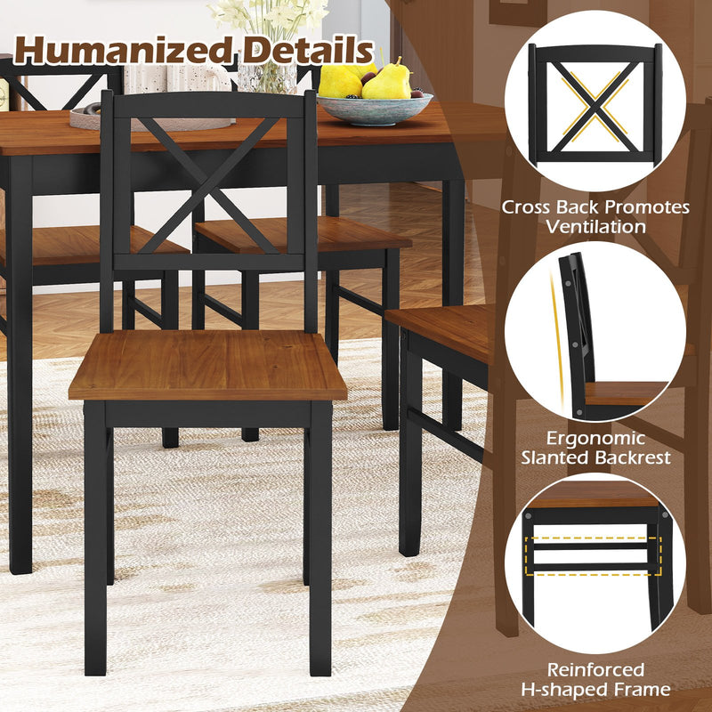 5 Piece Dining Table Set with Rectangular Kitchen Table and 4 Chairs for 4 People-Coffee
