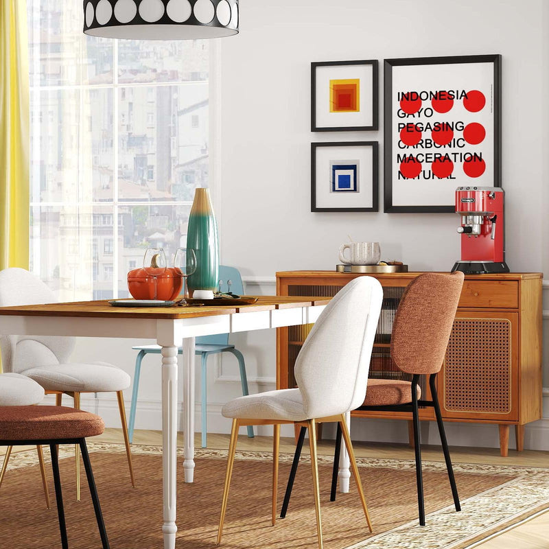 5-in-1 Complete Dining Room Set: Extendable Table  4 Chairs  Electric Fireplace  Media Console & Bamboo Sideboard