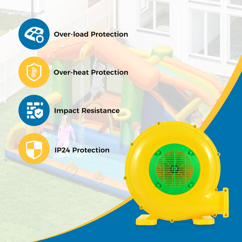 610W Bounce House Blower with Handle and Ground Stakes