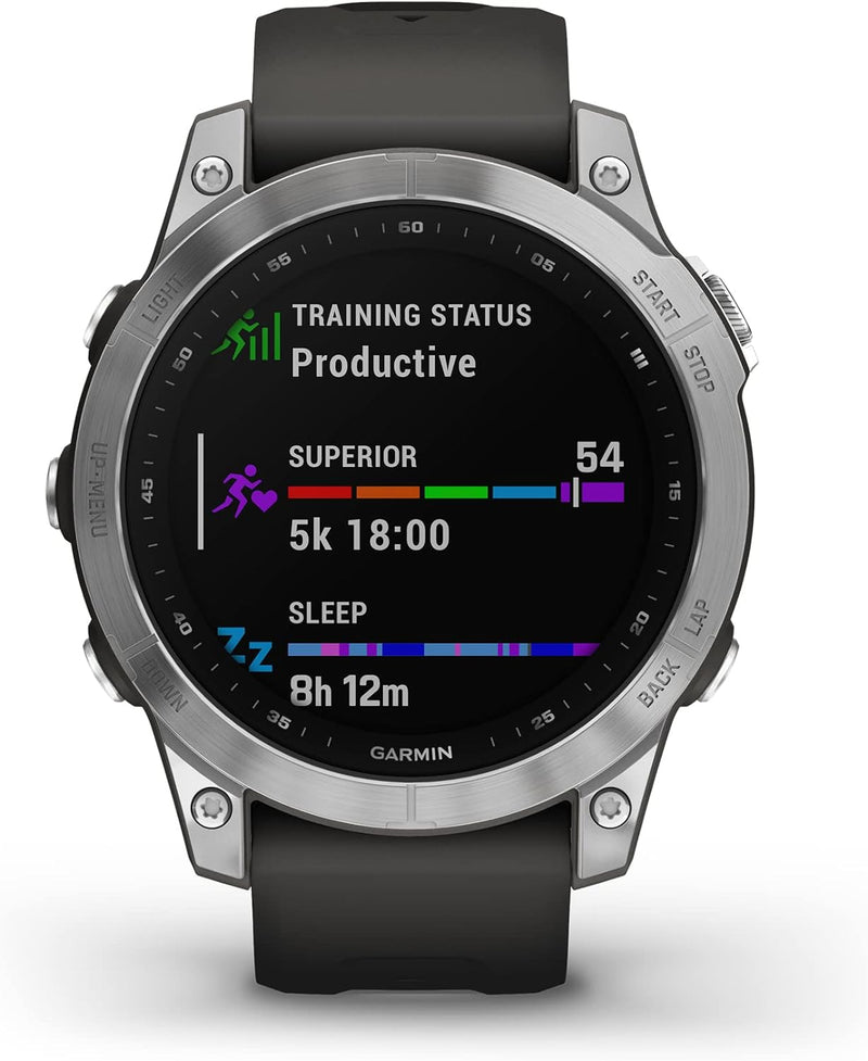 *Garmin Fēnix 7 – Standard Edition Adventure Smartwatch, Rugged Outdoor Watch with GPS, Touchscreen, Health and Wellness Features Silver with Graphite Band