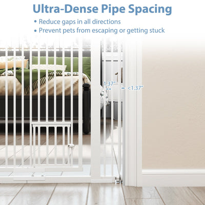 67.5" Extra Tall Pet Gate Heavy-Duty Metal Cat Gate with 30.5"-41" Wide Opening-White